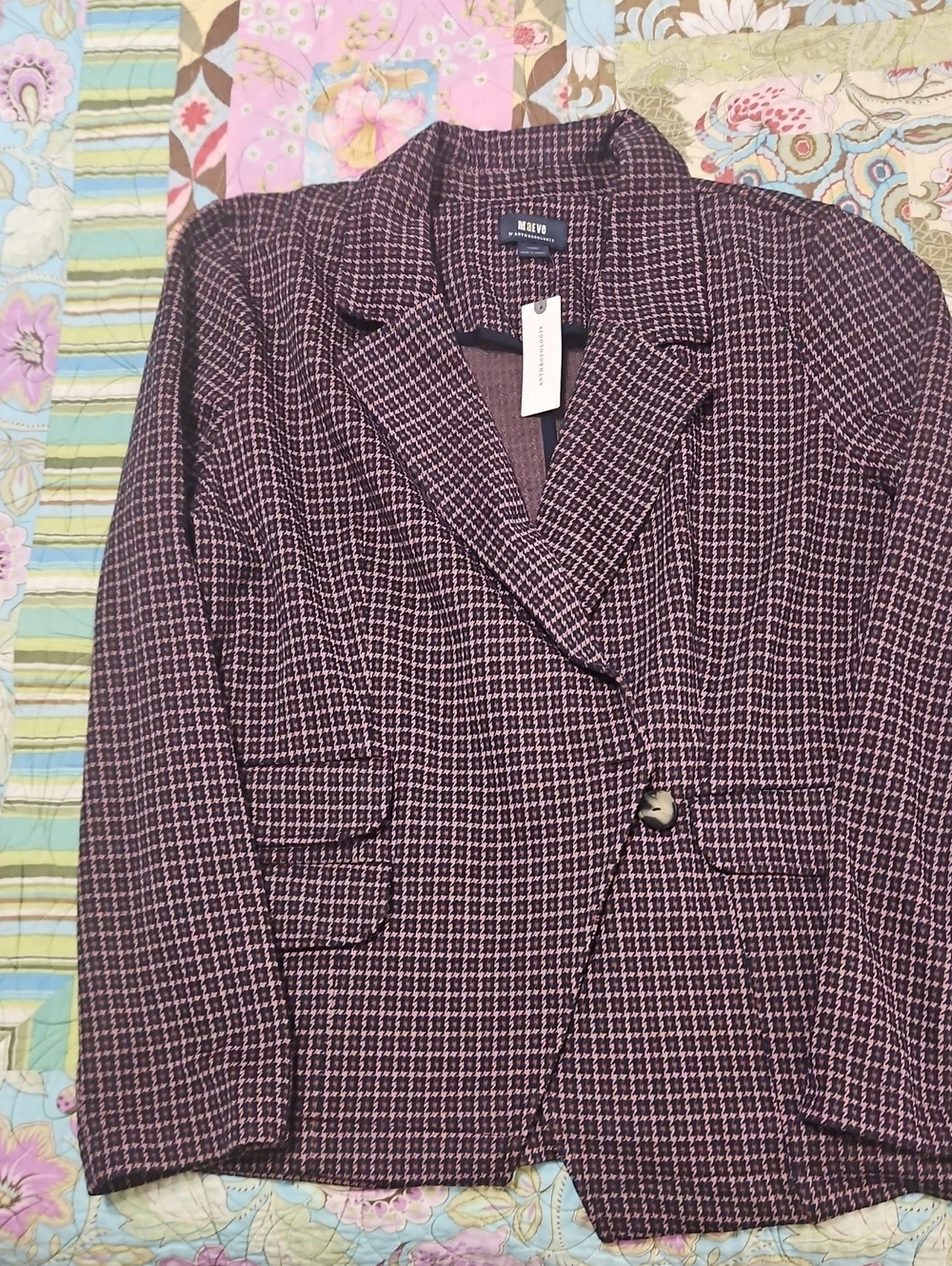 Maeve Purple Plaid Single-Button Blazer